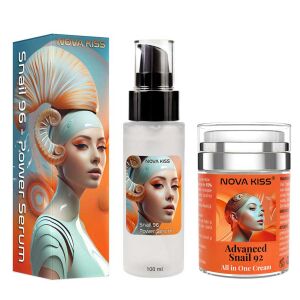 NOVA KISS Snail Serum and Cream Set: Snail 96 Power Serum and Advanced Snail 92 All in One Cream - Face and eye contour cream