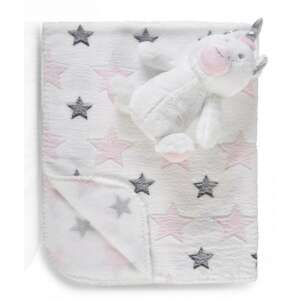 Cangaroo Wellsoft Takaró Plüss Játékkal, 90x75 cm, Rózsaszín és Szürke Csillagok - Babatakaró
