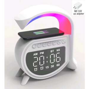 White LED wireless charging speaker with Bluetooth and alarm clock, A-16 model - Wireless Charger