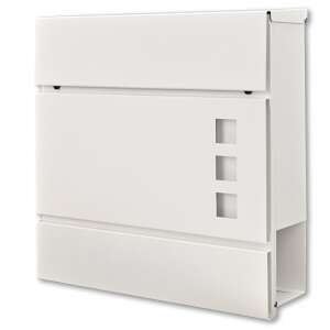 SmileHOME modern horganyzott acél Postaláda újságtartóval #fehér