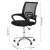 ModernHome ergonomic office chair, black mesh back, adjustable height, swivel, with armrests, side view with dimensions