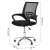 ModernHome ergonomic office chair, black mesh back, adjustable height, swivel, with armrests, side view with dimensions
