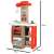 Smoby Minitefal Opencook Electronic Play Kitchen, red, with sound effects, side view with dimensions