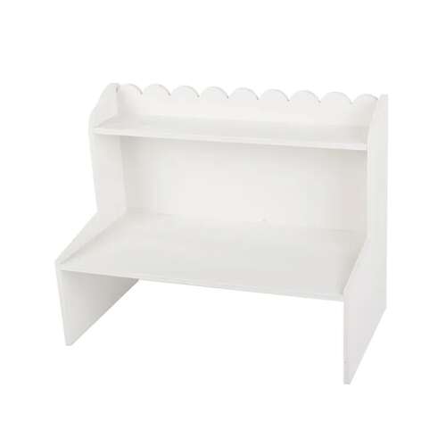 White desk organizer with two shelves, perfect for storing office supplies, school supplies, or other small items.