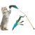 Kitten reaching for feather wand cat toy