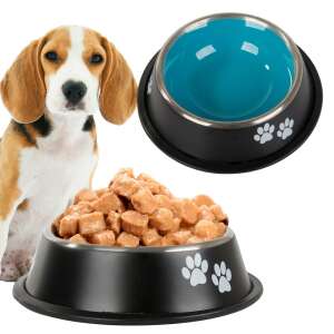 PetLove Non-Slip Stainless Steel Dog Bowl with food and dog - Pet Care