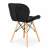 Back view of ModernHome black velvet dining chair with wooden legs