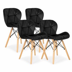 Modernhome velvet upholstered dining chairs, black, set of 4