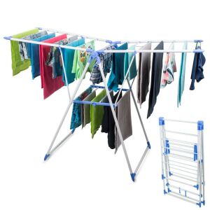 Mosodai 2-Tier Clothes Drying Rack with Folded Rack, Large Capacity - Felmosó, Clothes Dryer, Trash can, Paper Towel and Household wipes