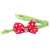 Green adjustable cat collar with red polka dot bow and bell, side view