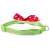 Green adjustable cat collar with red polka dot bow and bell, back view