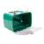 Angled view of green toilet paper and tissue holder with phone stand
