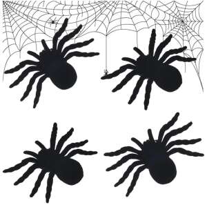 Set of 4 large black Halloween spider decorations - Halloween decoration
