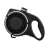 Black retractable dog leash with built-in water bottle and collapsible bowl