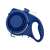 Blue retractable dog leash with built-in water bottle and collapsible bowl