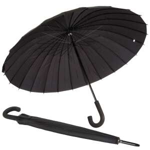 Fekete esernyő ívelt nyéllel, nyitott és zárt állapotban - Esernyő
