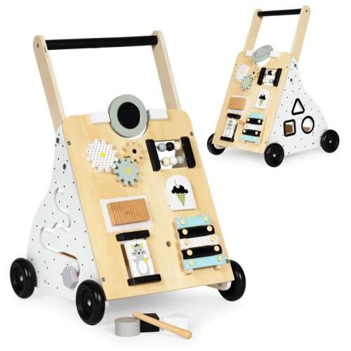 ECOTOYS Holz-Gehwagen mit Aktivitätspanel, Lernspielzeug für Kleinkinder, TL01035