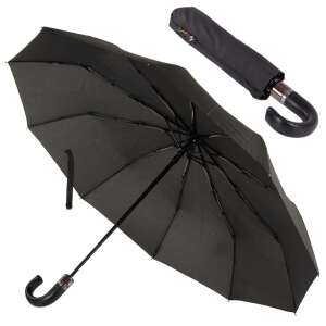 Fekete automatikus összecsukható esernyő ívelt nyéllel, nyitott állapotban - Esernyő