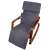 ModernHome rocking chair with adjustable footrest and wooden armrests, gray fabric, walnut finish, front view