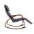 ModernHome rocking chair with adjustable footrest and wooden armrests, gray fabric, walnut finish, side view
