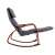 ModernHome rocking chair with adjustable footrest and wooden armrests, gray fabric, walnut finish, side view