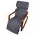 ModernHome rocking chair with adjustable footrest and wooden armrests, gray fabric, walnut finish, front view