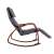 ModernHome rocking chair with adjustable footrest and wooden armrests, gray fabric, walnut finish, side view