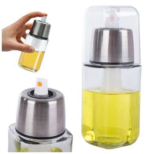 Glass oil and vinegar sprayer with stainless steel pump, 180ml capacity