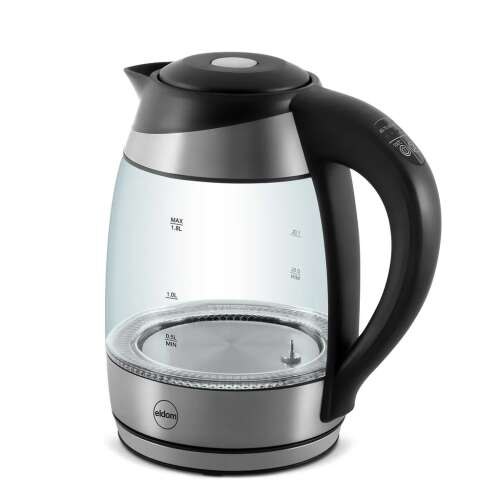 ELDOM C520 glass electric kettle with temperature control, stainless steel and black design