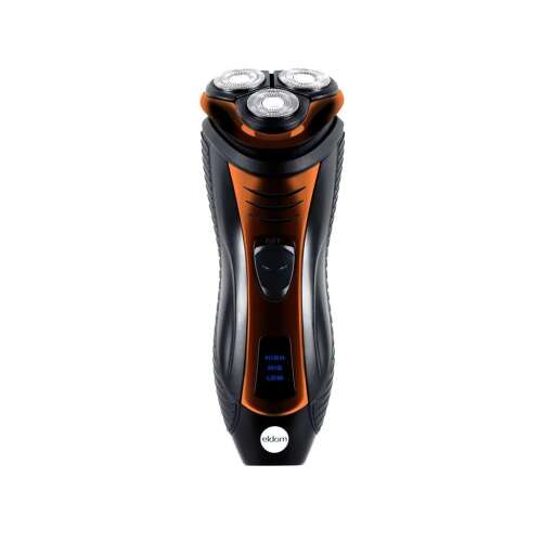 Eldom electric shaver, black and orange, 3 blades, rechargeable