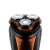 Eldom electric shaver, black and orange, 3 blades, close-up