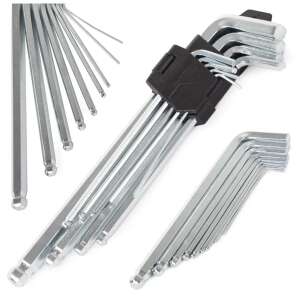 9 piece ball-end hex key set, sizes 1.5-10mm, in plastic holder - Tool