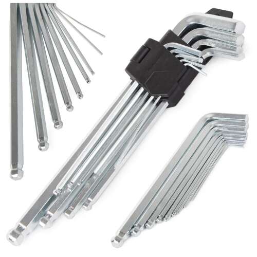 9 piece ball-end hex key set, sizes 1.5-10mm, in plastic holder
