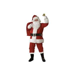 Nikolaus-Kostüm mit einem Sack voller Geschenke, hält eine Glocke - Weihnachten