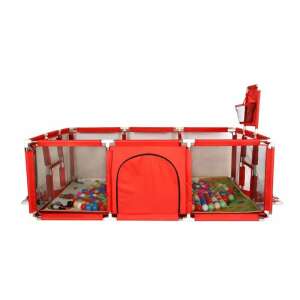 Veľké detské ihrisko s futbalovými bránkami a basketbalovým košom v červenej farbe 91233909 Detské ohrádky