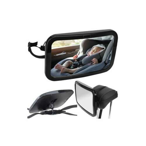 Babamegfigyelő visszapillantó tükör, autós babatükör, fejtámlára szerelhető, 4 pántos konzollal