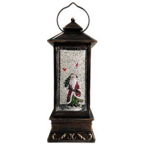 Zenés Mikulás hóvihar lámpa, 10,5x27 cm, barna, A3-5-12 - Szezonális dekoráció