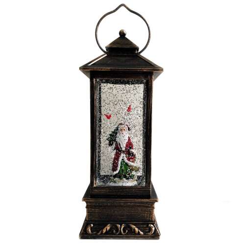 Zenés Mikulás hóvihar lámpa, 10,5x27 cm, barna, A3-5-12