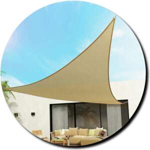 Napvitorla 3,6 X 3,6 X 3,6 M Bézs 230 G/M2 - Hdpe Erősített Vízáteresztő Árnyékoló Fémkarabinerrel - Nvhdpe336H -