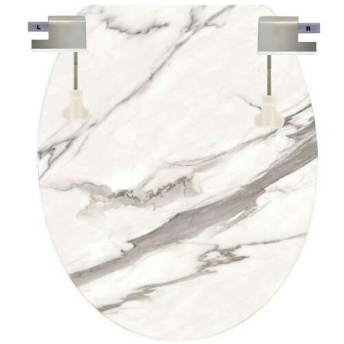 Fehér márvány mintás WC tető lassú záródású zsanérokkal