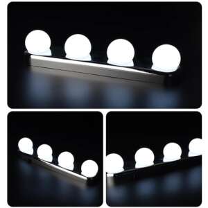 Iluminare oglinda de machiaj autoadeziva cu 4 LED, alb 91242749 Iluminari pentru mobila