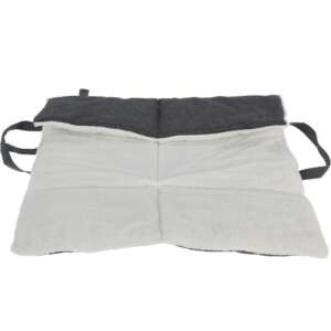 Grauer tragbarer Hundebett für große Hunde, mit weißem Fleece-Futter, 80 x 60 x 3 cm - Schlafplatz für Hunde