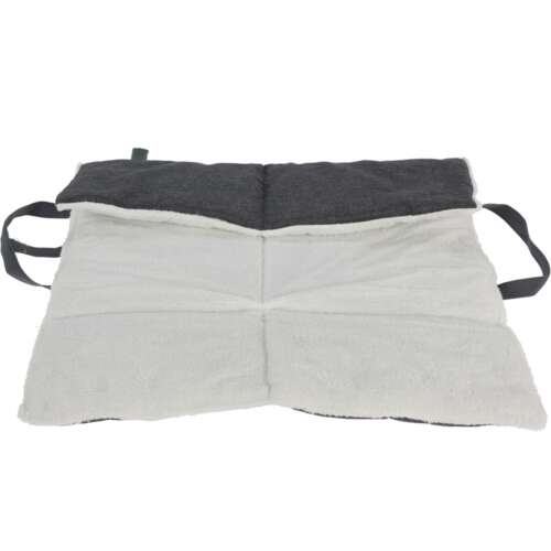 Grauer tragbarer Hundebett für große Hunde, mit weißem Fleece-Futter, 80 x 60 x 3 cm