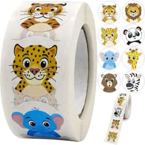 Roll of 500 motivational stickers with cute animal faces, perfect for rewarding kids - Kruzzel