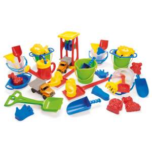 38 darabos homokozó játék készlet, vödrök, lapátok, formák és még sok más - Homokozó játék
