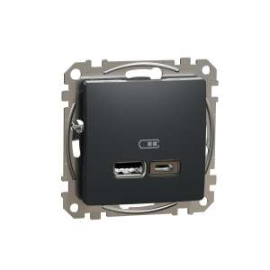 Schneider Sedna Design USB Socket A+C, 5V 2A, IP20, anthracite 91246879 - Schneider Socket cover