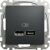 USB aljzat A+C, 5V 2.A,, IP20, antracit, Schneider Sedna Design 91246879