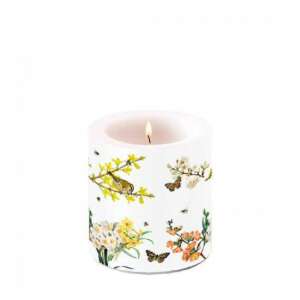 Tavaszi ébredés illatú gyertya virágmintával, 8x7,5cm - Ambiente