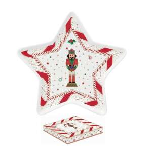 Porcelán csillagtálca, 19,5cm, Nutcracker Twist mintával - Tányér