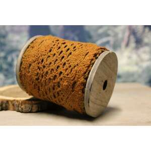 Narancssárga csipke szalag fa orsón - Csipke